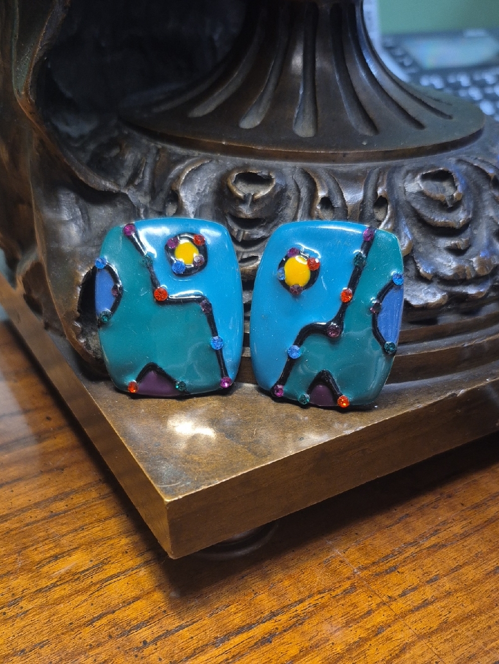 Vintage Abstract Artistic Enamel Retro earrings 80s